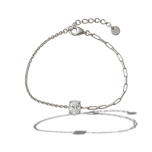 Brățară duo cu oval incolor