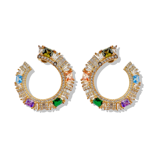 Cercei aurii luxury multicolori