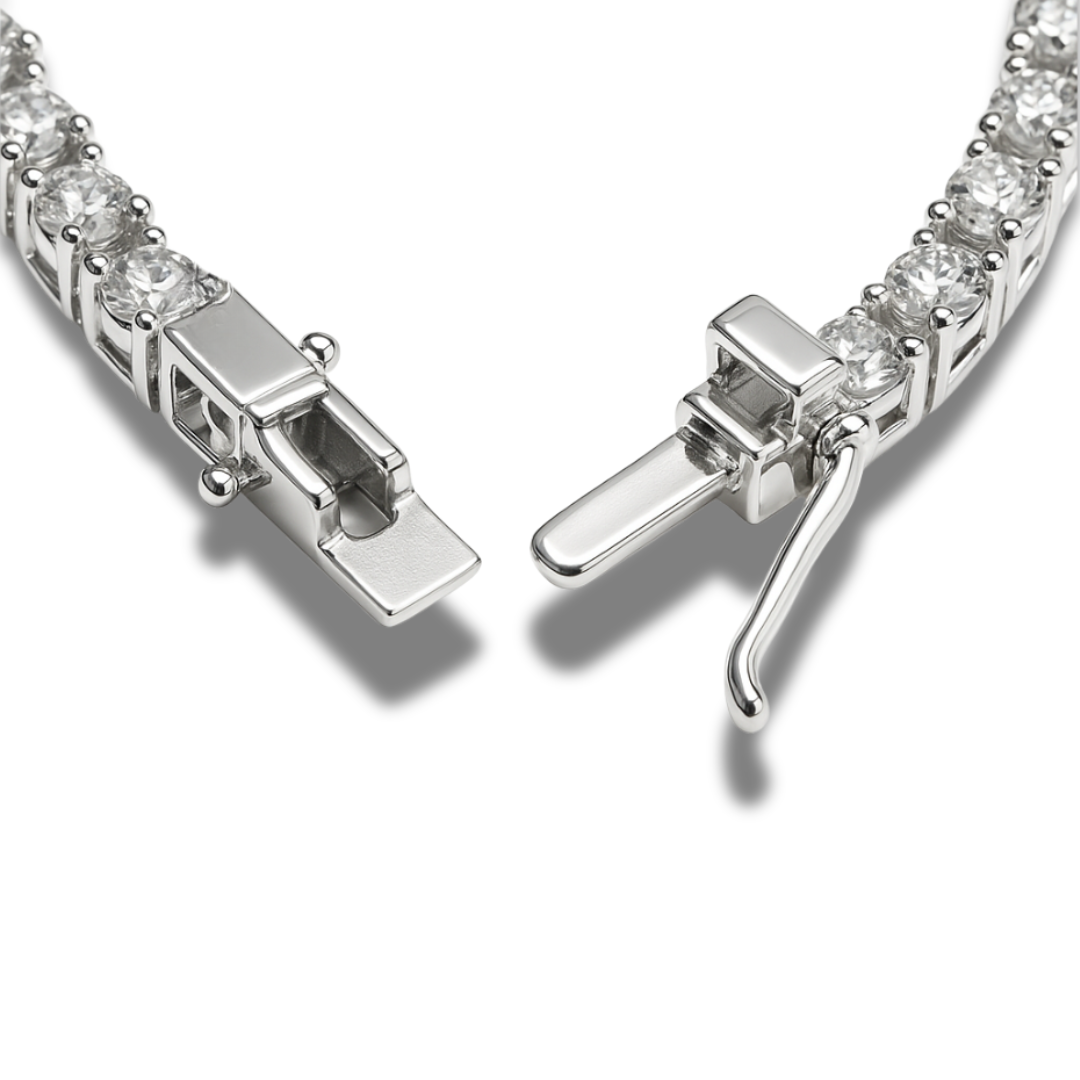 Colier tennis 3 mm cu zirconii incolore si albastre