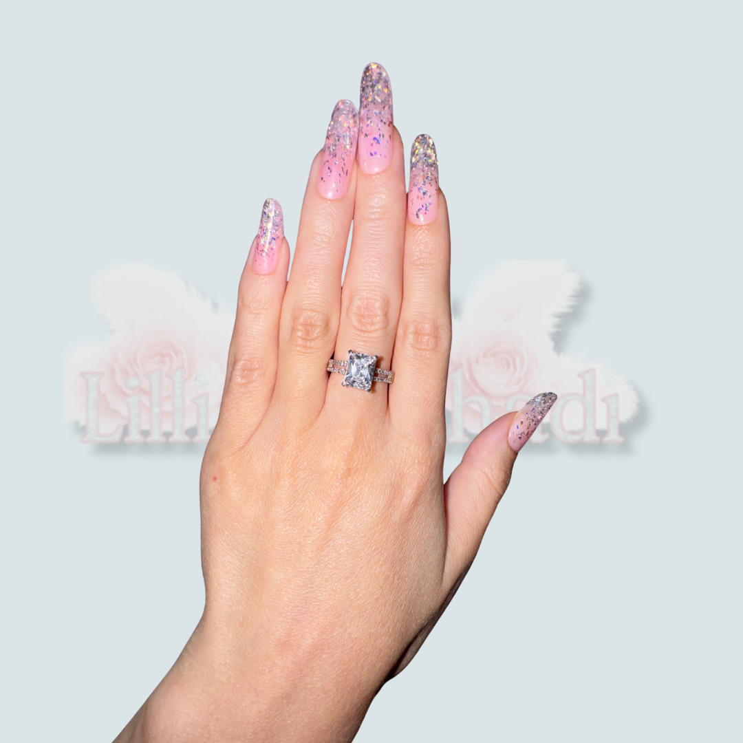 Inel emerald cut si zirconii