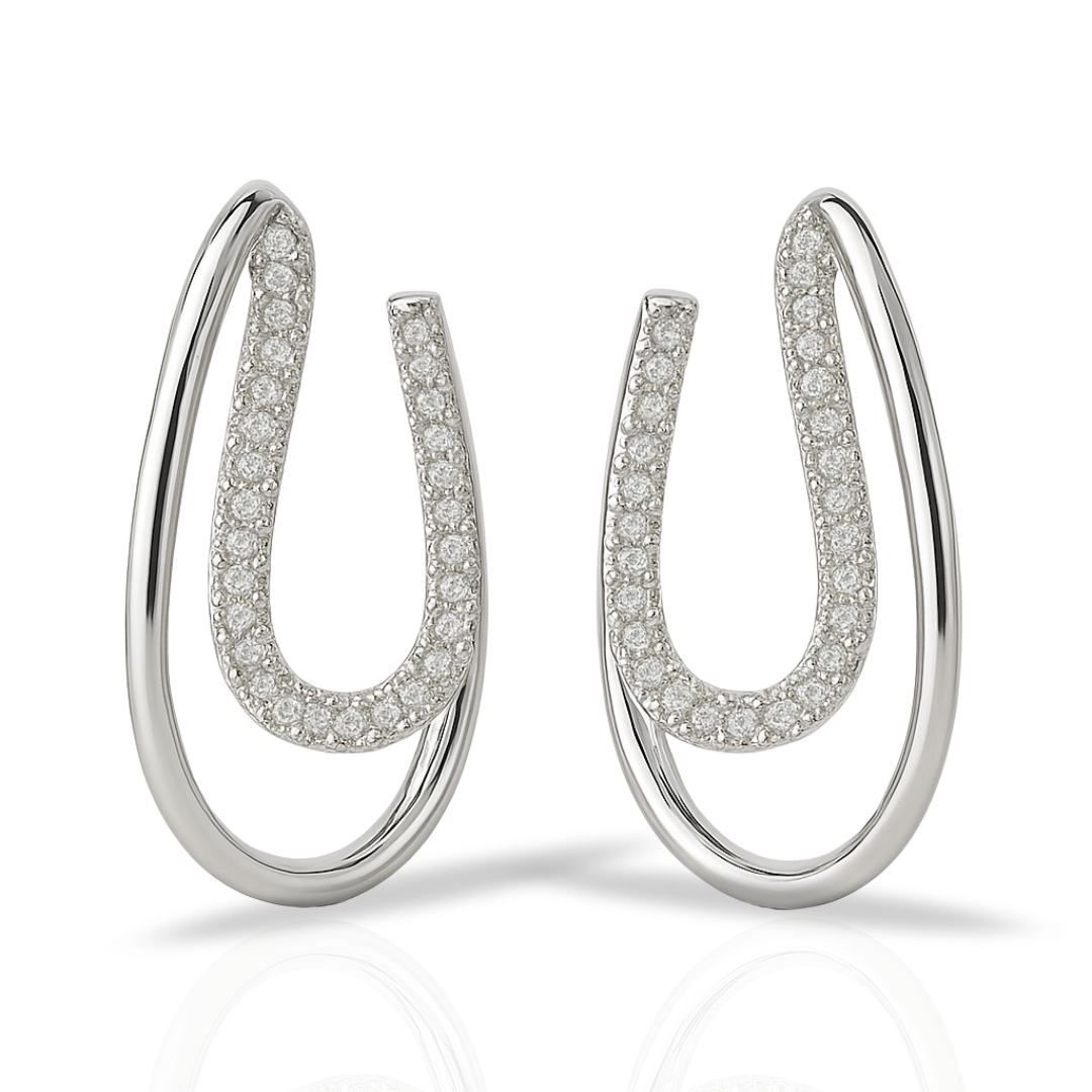 Cercei eleganți ovale duble