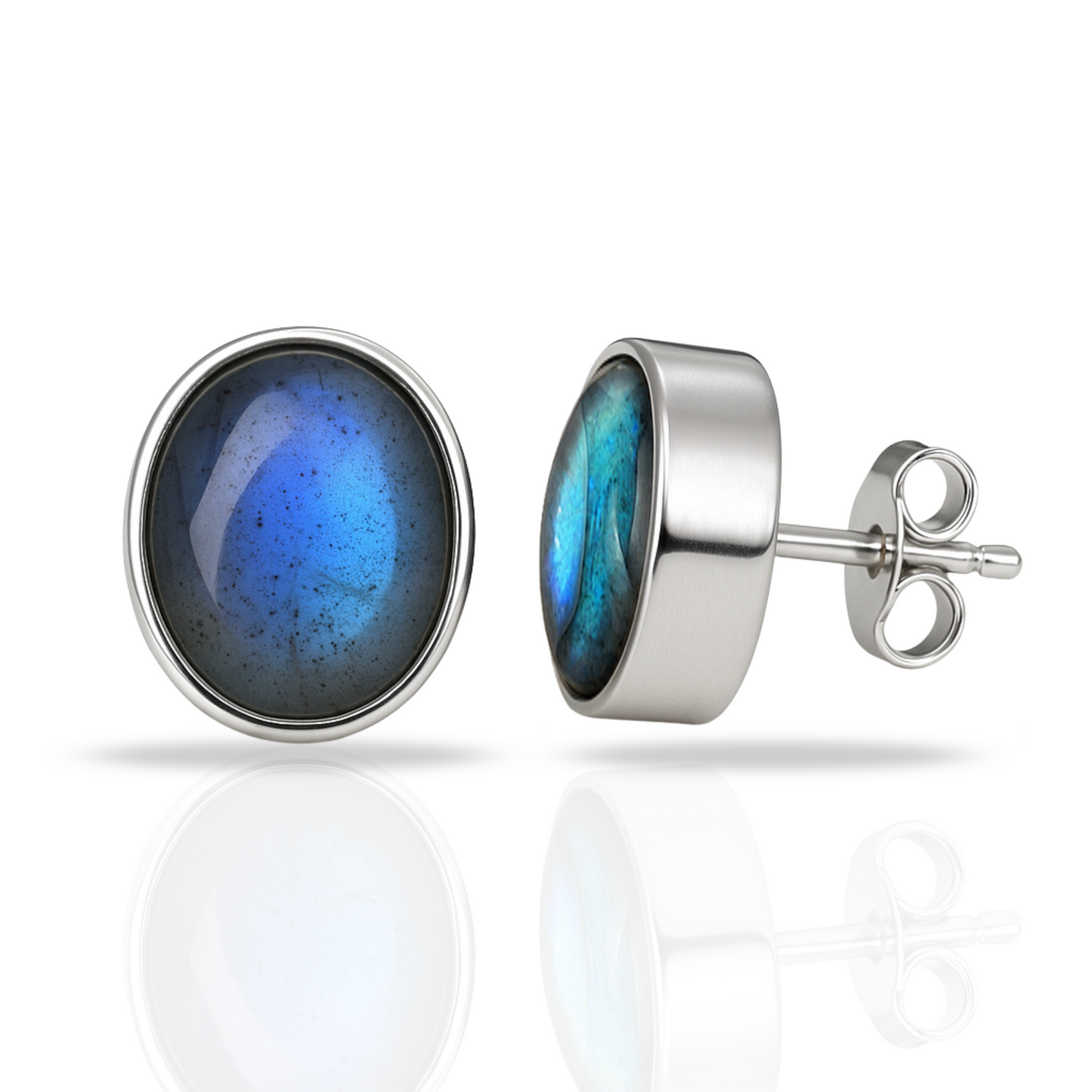 Cercei ovali cu Labradorit natural