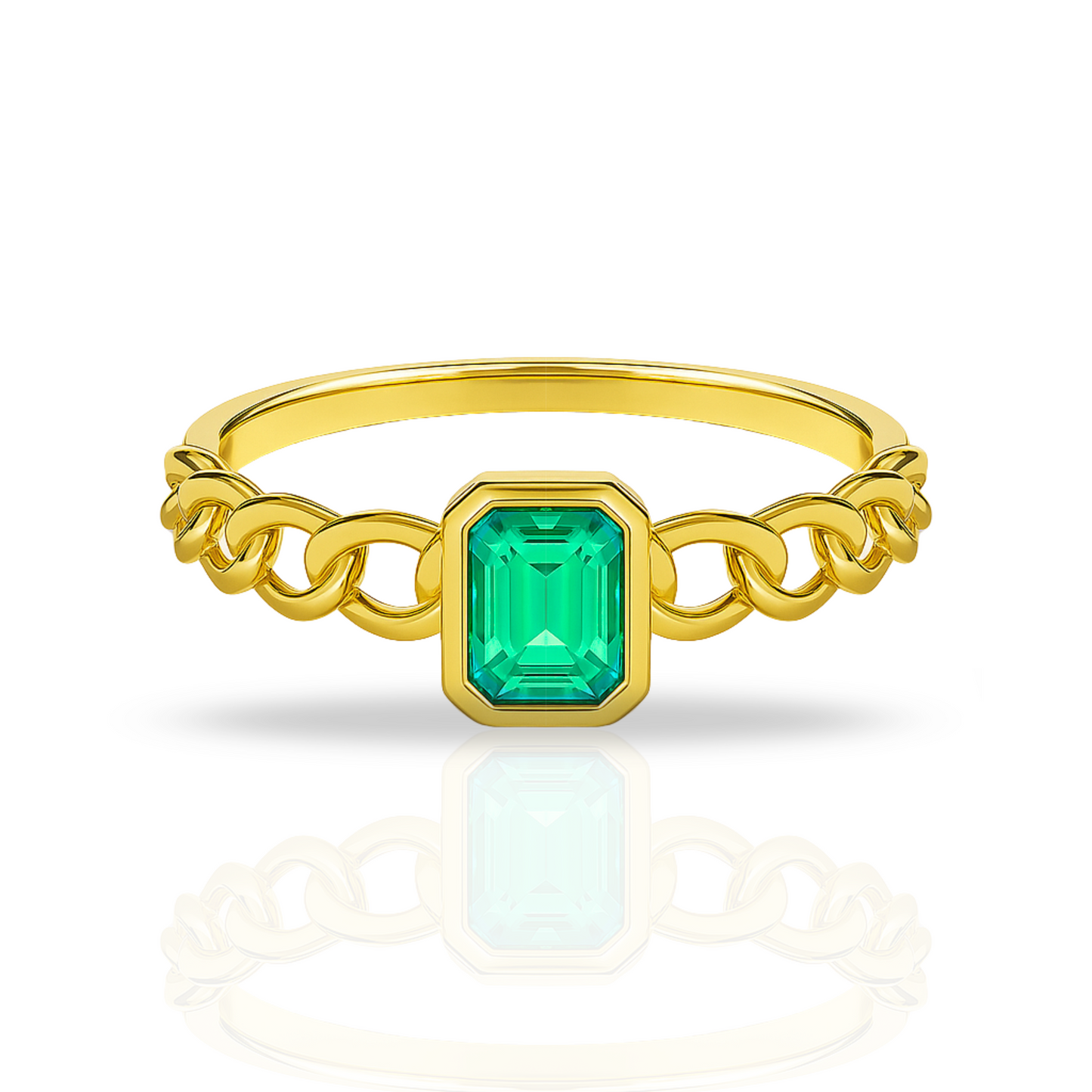 Inel auriu semi cuban verde