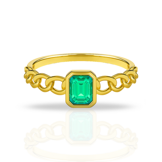 Inel auriu semi cuban verde