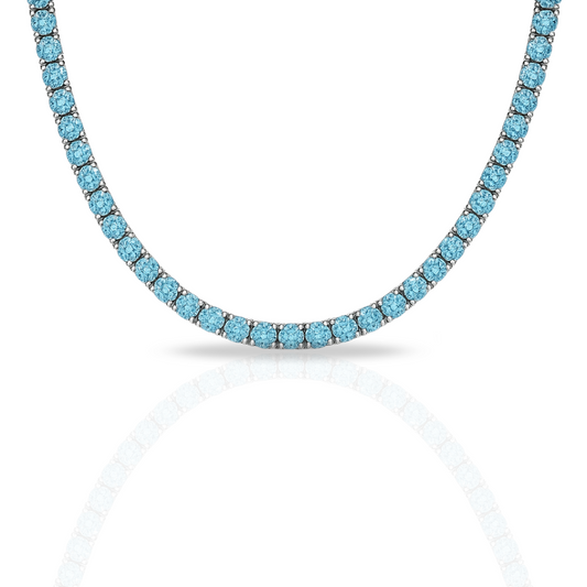 Colier tennis 3 mm cu zirconii bleu