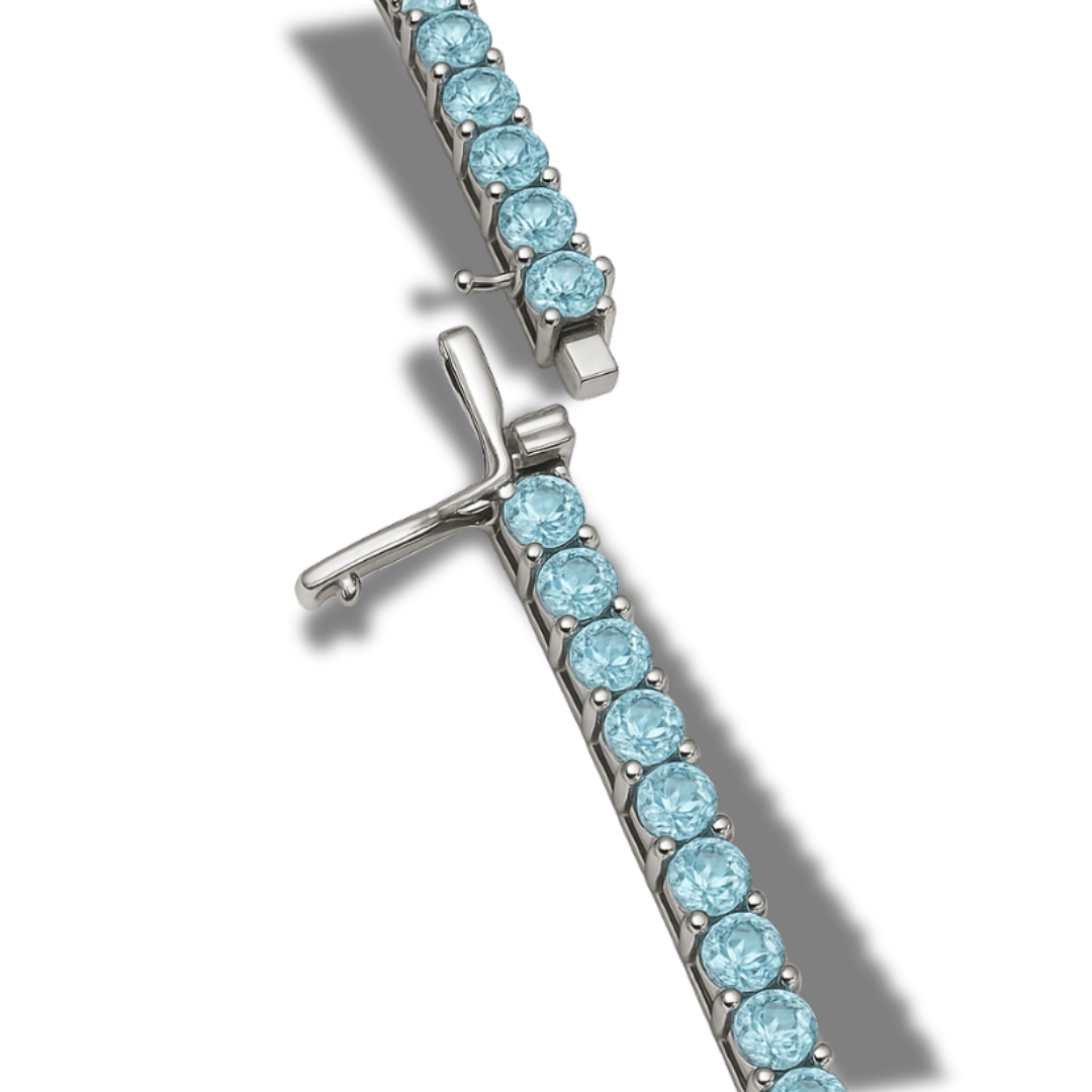 Colier tennis 3 mm cu zirconii bleu