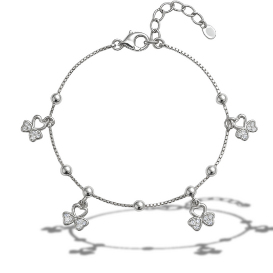 Brățară cu biluțe si trifoi