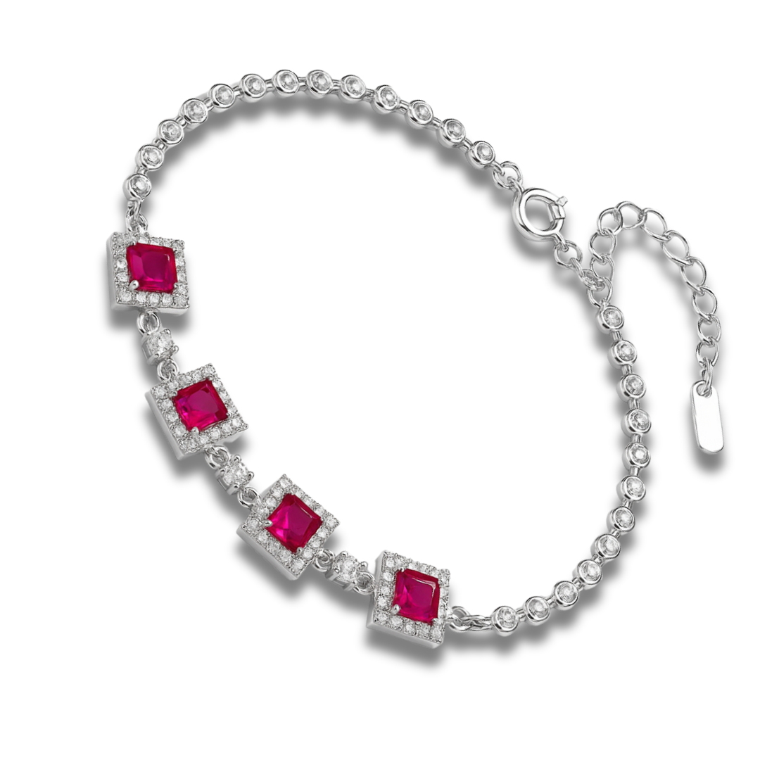 Brățară eleganta din zirconii si pătrate fuchsia