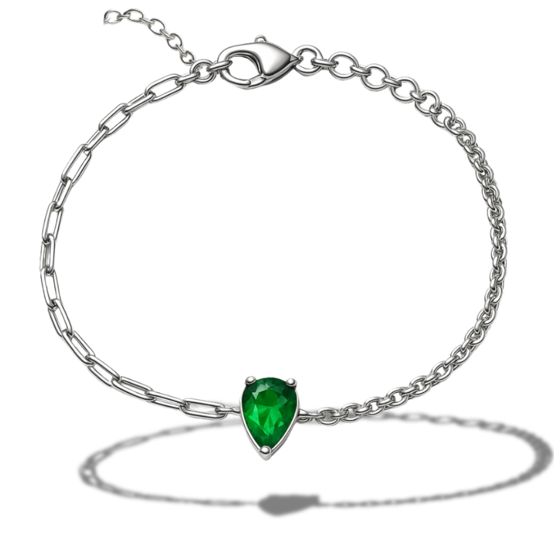 Brățară duo cu zirconia lacrima verde