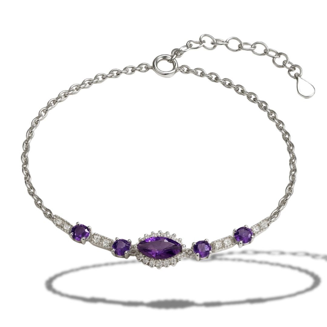 Brățară eleganta semi-tennis cu oval mov