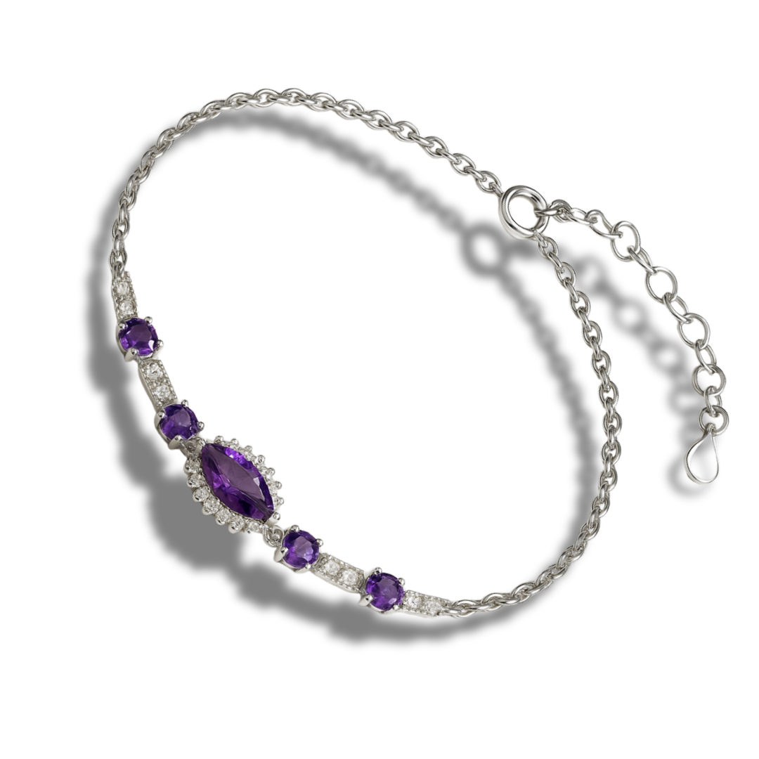 Brățară eleganta semi-tennis cu oval mov