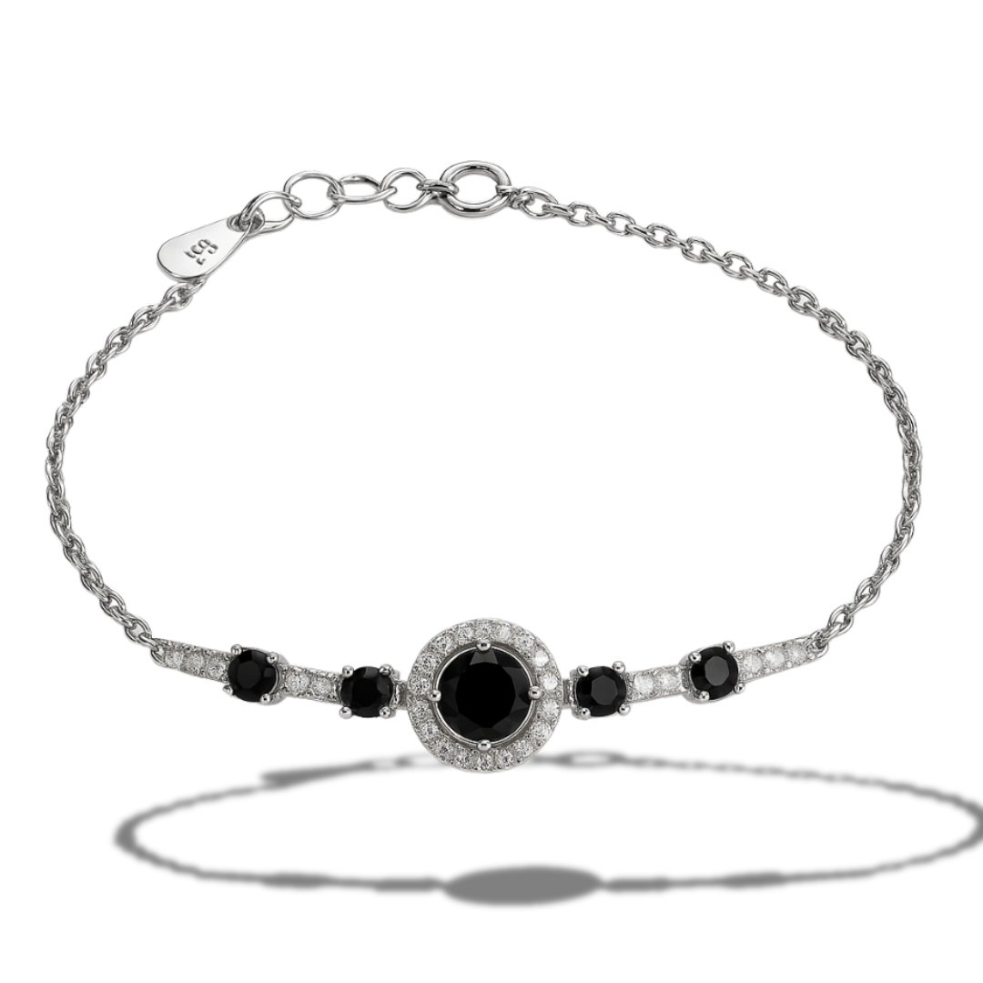 Brățară eleganta semi-tennis cu cercuri negre