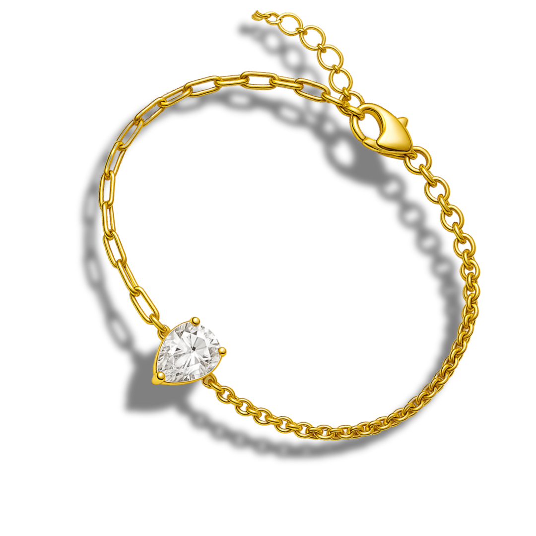 Brățară aurie duo cu zirconia lacrima incoloră