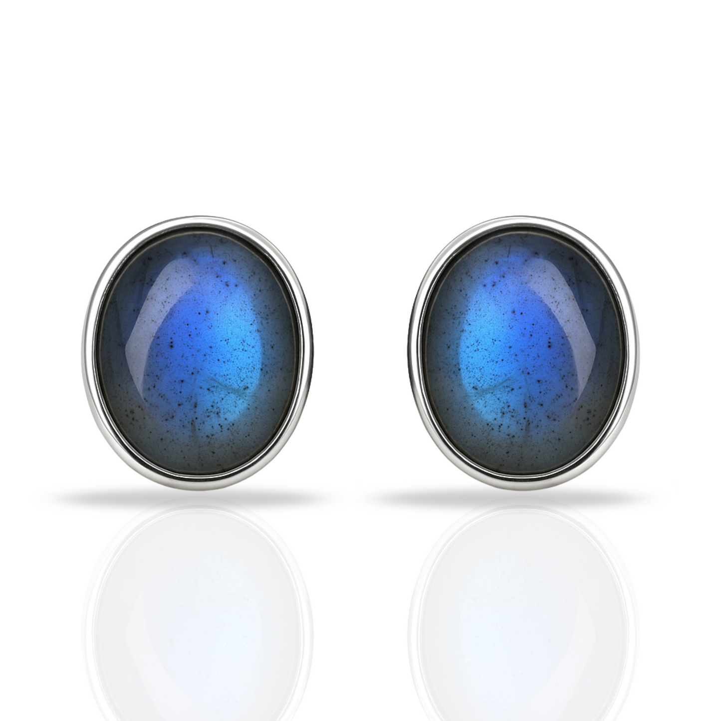 Cercei ovali cu Labradorit natural