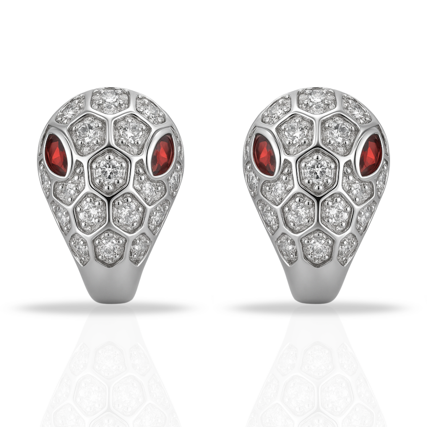 Cercei cap de șarpe cu ochii roșii