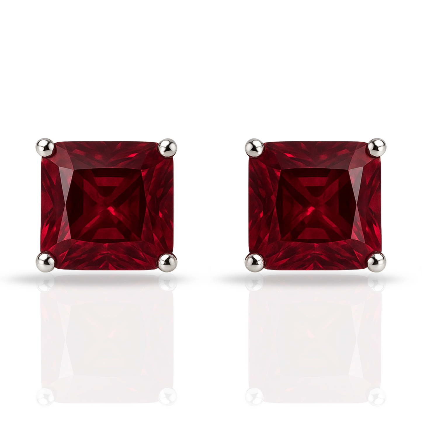 Cercei pătrați masivi zirconia roșie