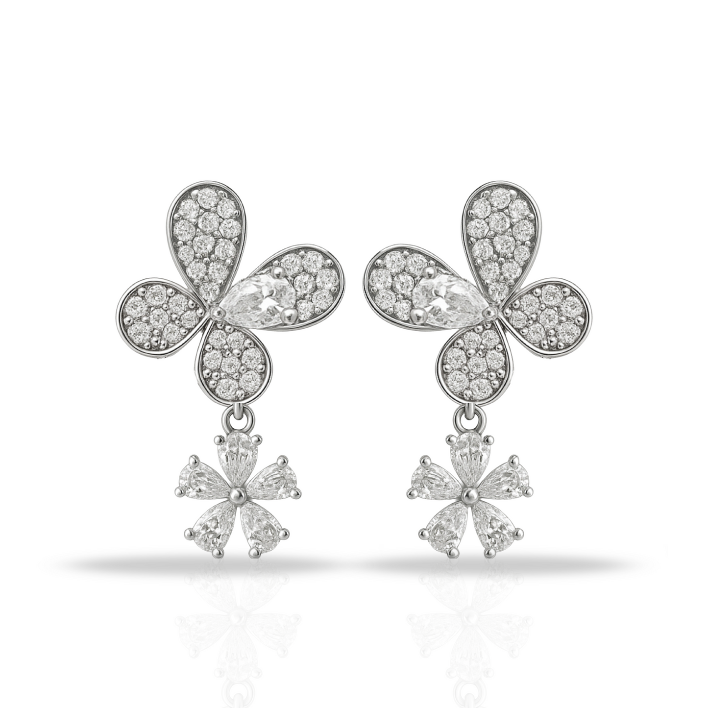 Cercei fluturi si floare