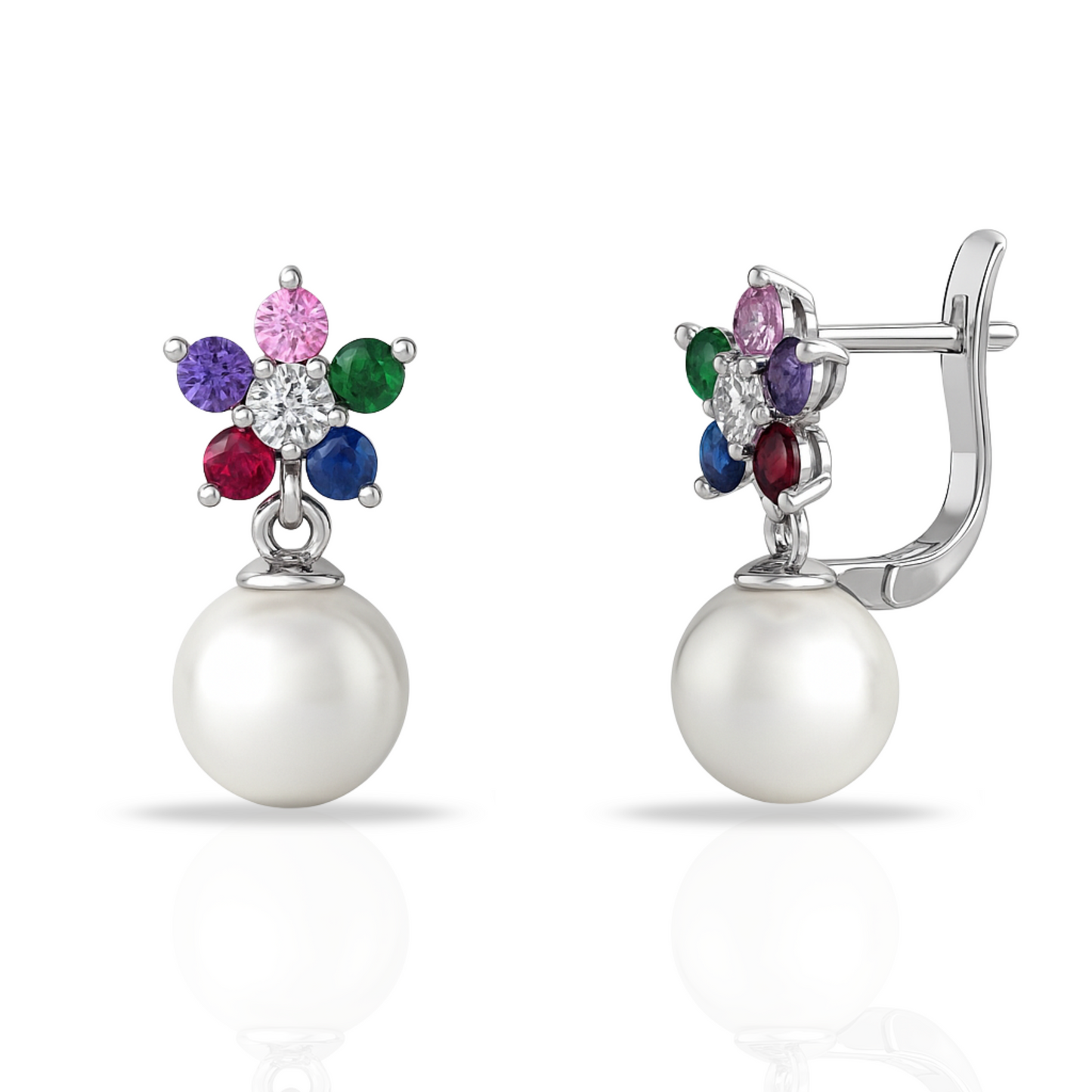 Cercei margareta multicolora si perla