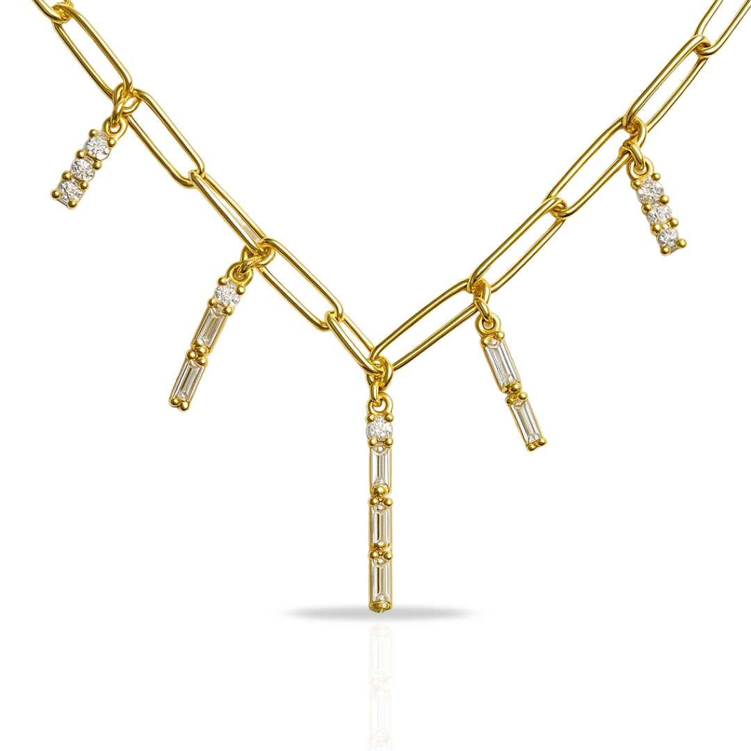 Colier auriu cu zale si baghete