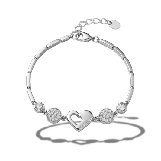 Brățară masivă cu inima si cercuri