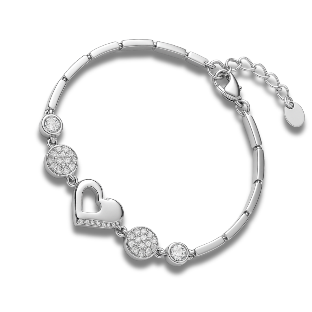 Brățară masivă cu inima si cercuri