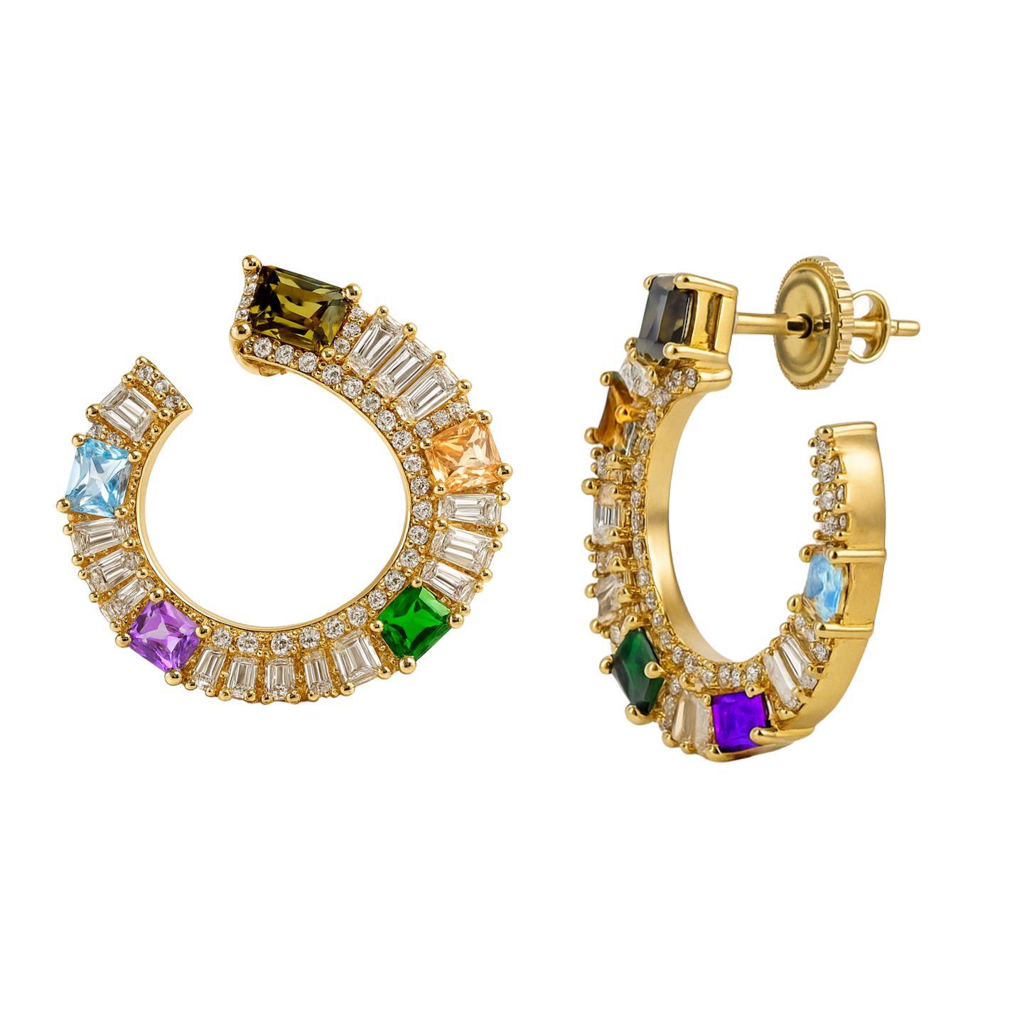 Cercei aurii luxury multicolori