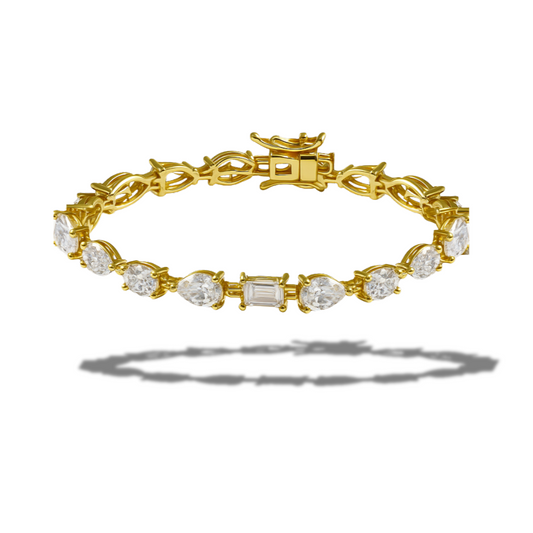 Brățară aurie tennis cu forme geometrice