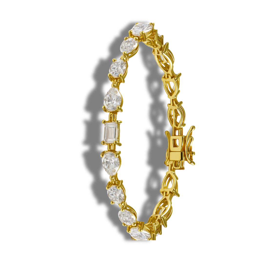 Brățară aurie tennis cu forme geometrice