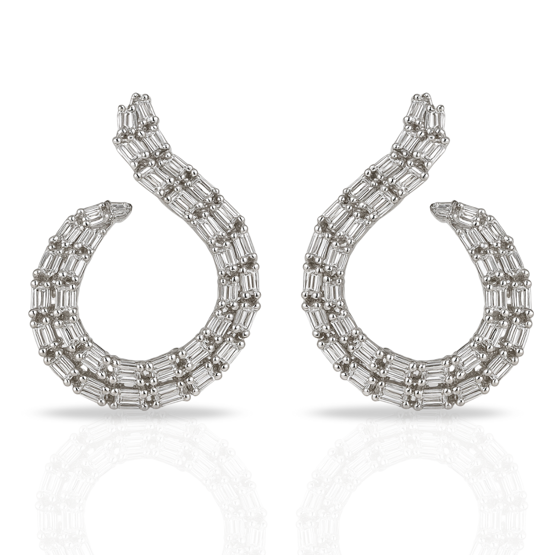 Cercei luxury forma dinamica cu baghete