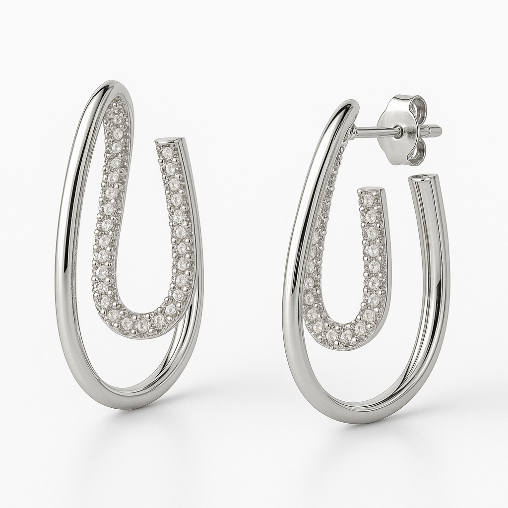 Cercei eleganți ovale duble