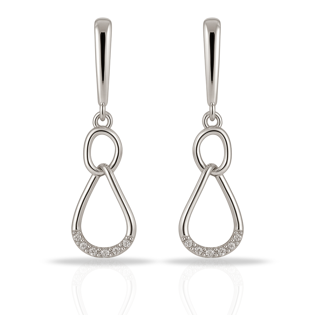 Cercei lungi minimalista cu ovale intercalate