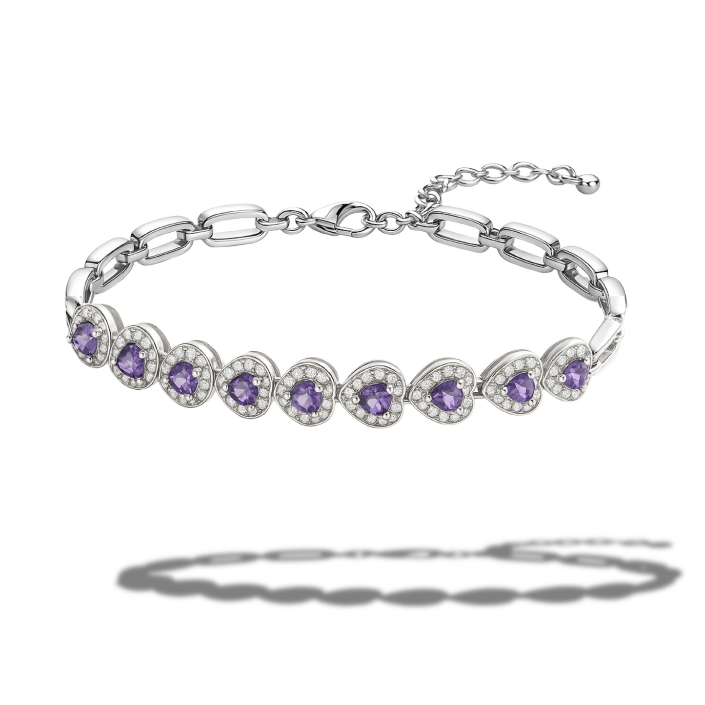 Brățară zale si inimi mov