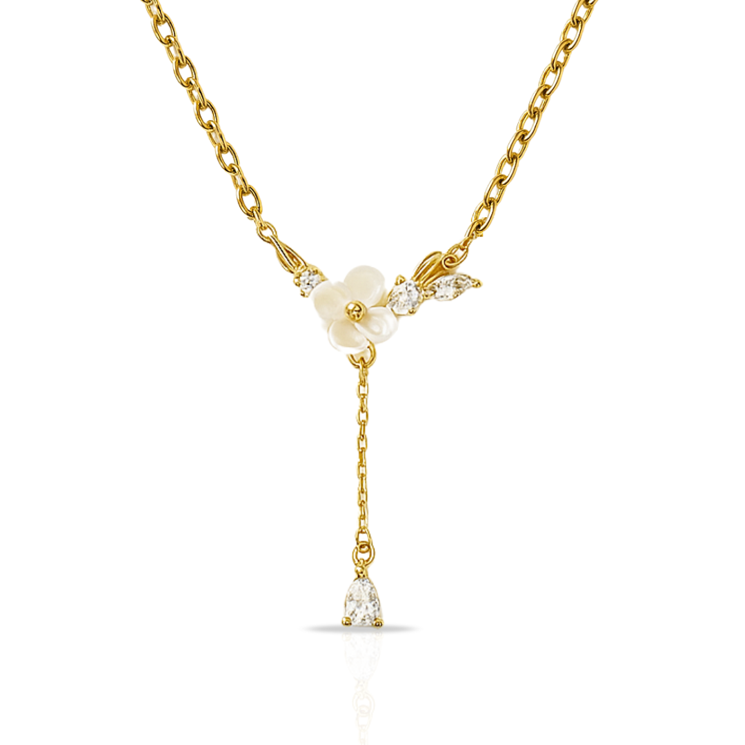 Colier auriu cu motive florale