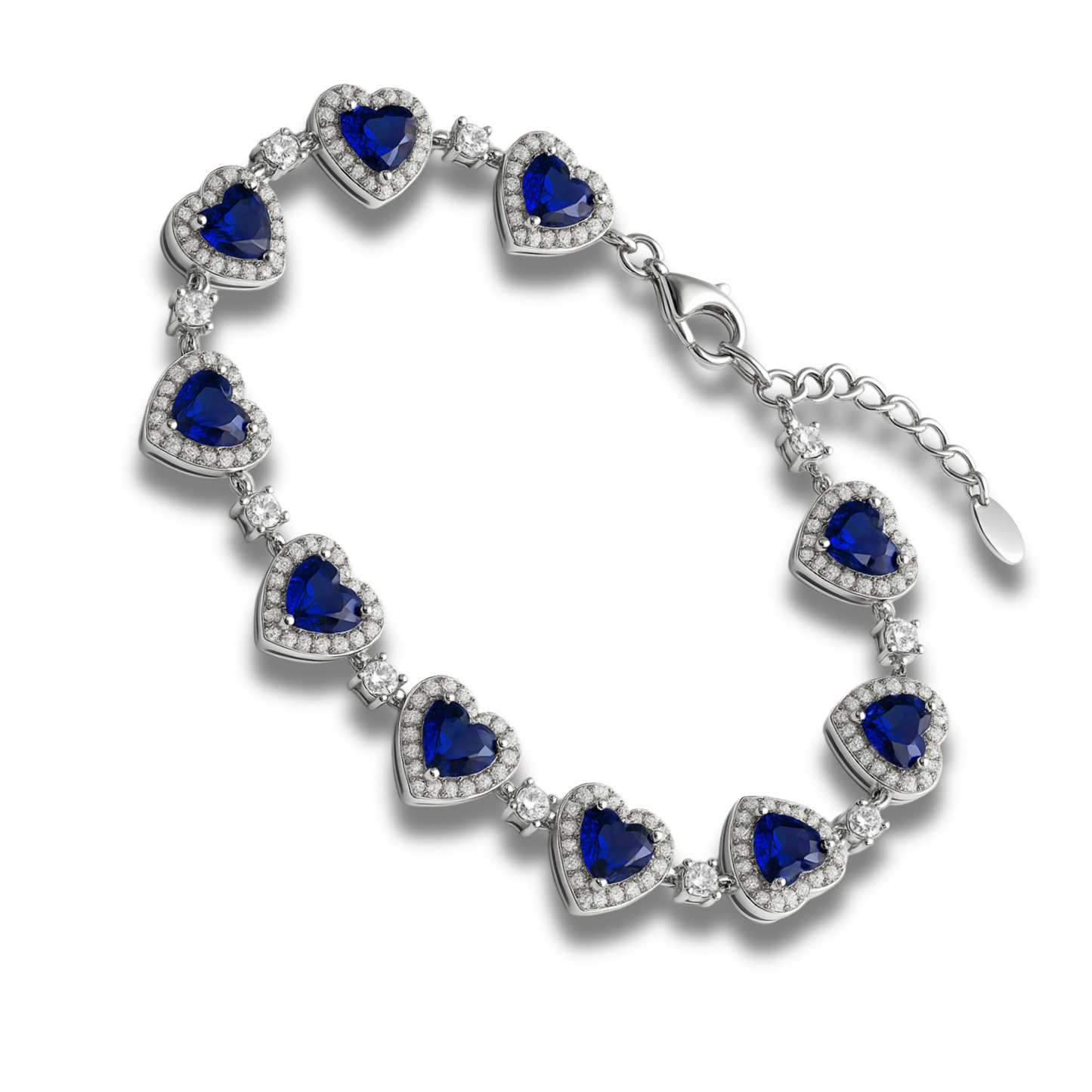Brățară cu inimi si zirconii albastre