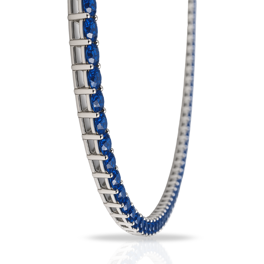 Colier tennis 3 mm cu zirconii albastre