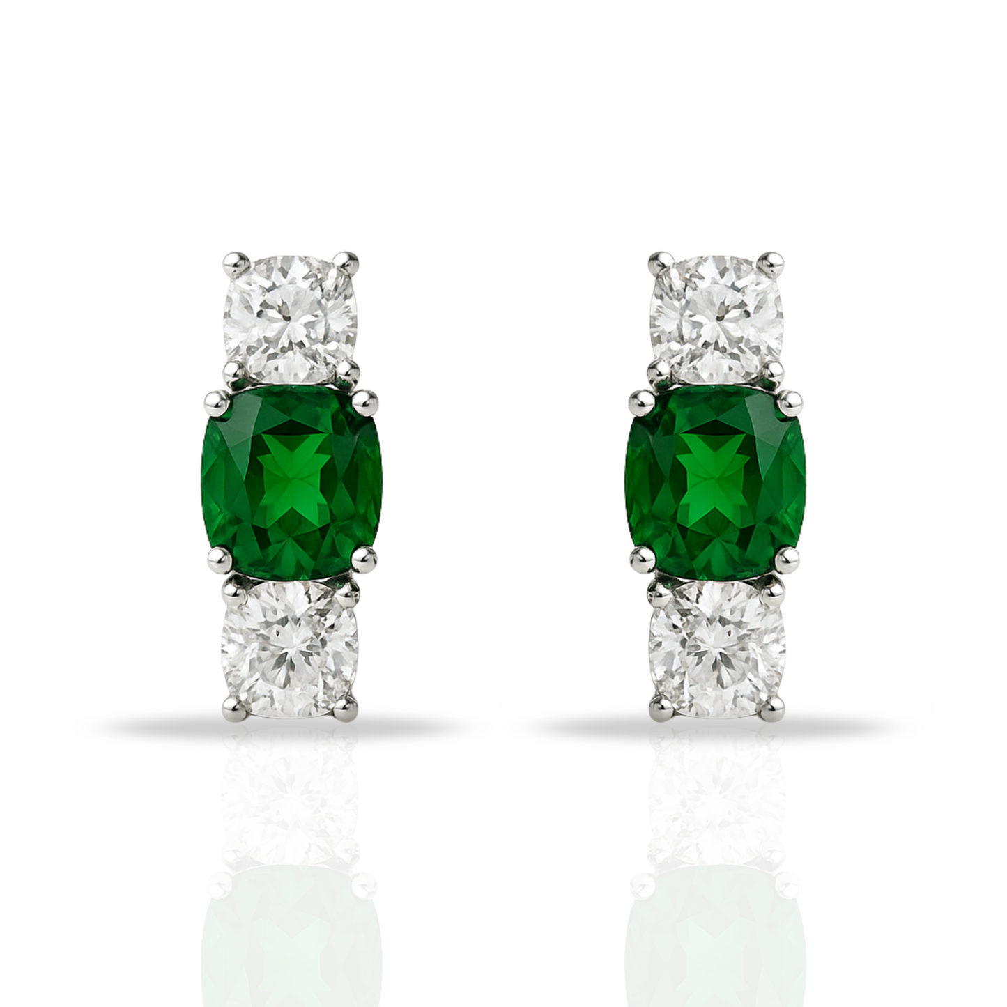 Cercei cu zirconii si pătrat verde