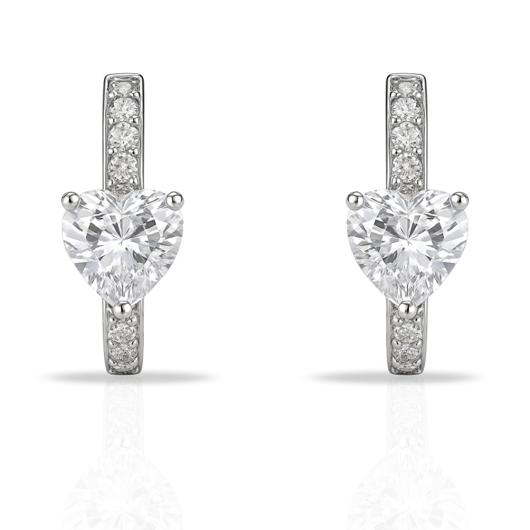 Cercei creole ovale cu inimi si zirconii