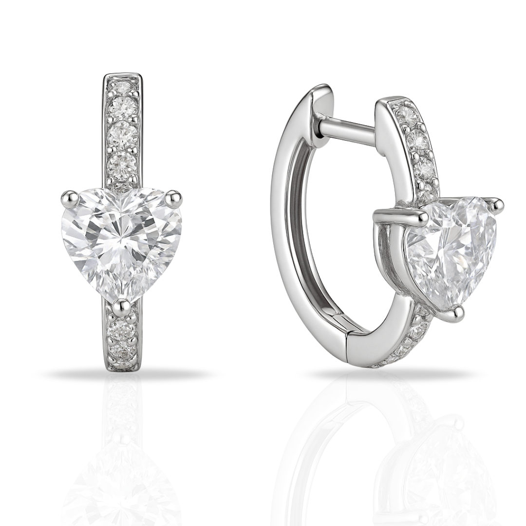 Cercei creole ovale cu inimi si zirconii