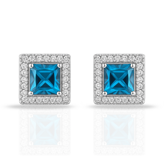 Cercei pătrat cu zirconia bleu