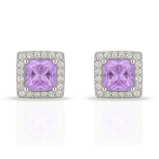 Cercei pătrat cu zirconia mov