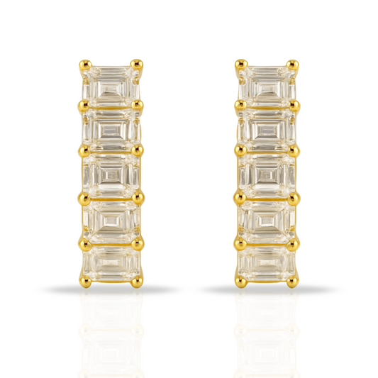 Cercei aurii tennis emerald cut