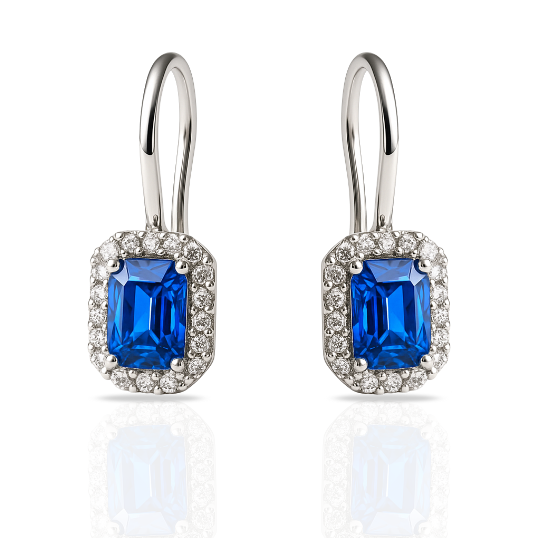 Cercei tortite dreptunghi bleu