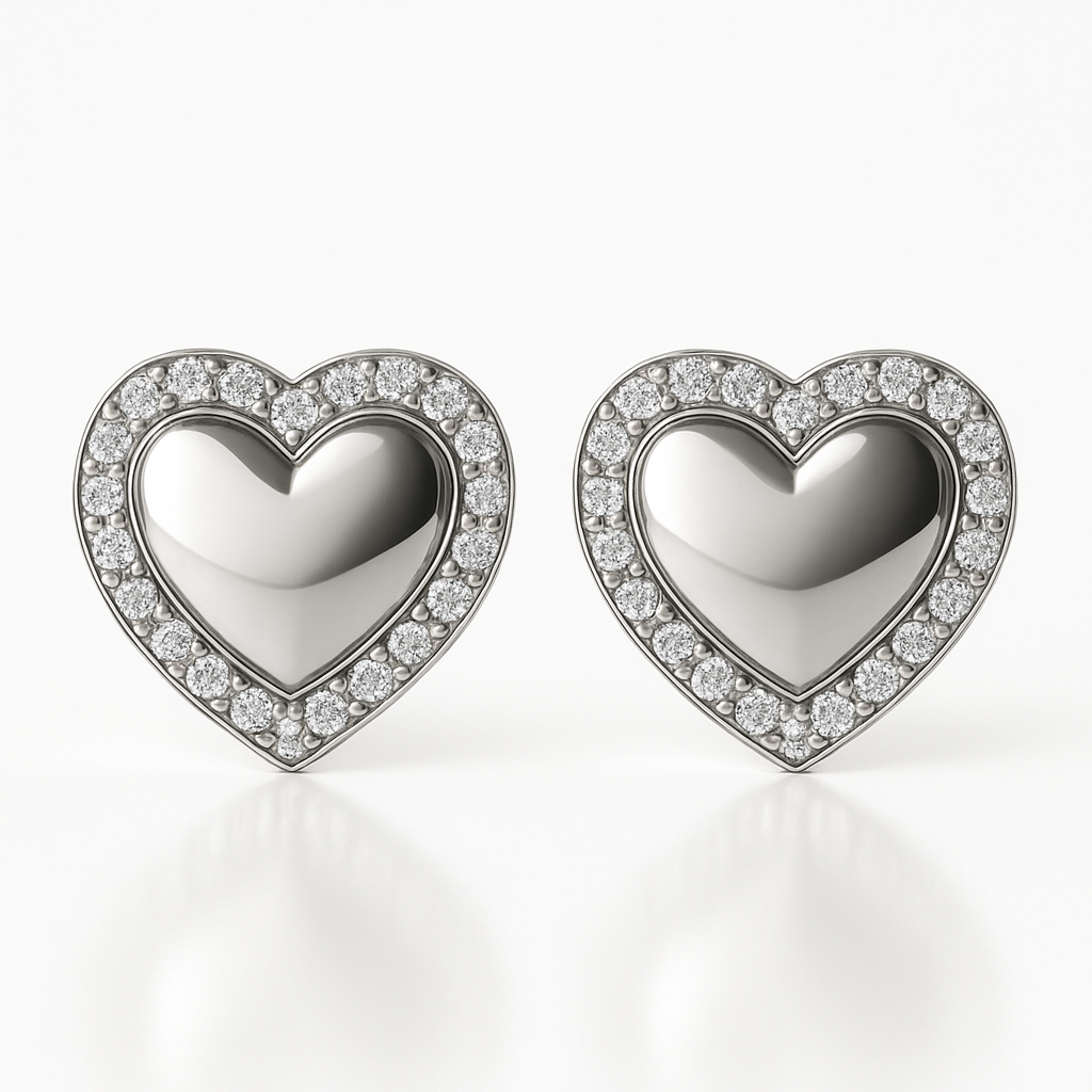 Cercei inima stil oglinda