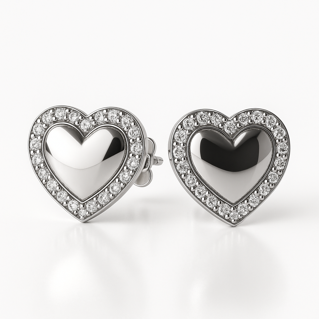 Cercei inima stil oglinda