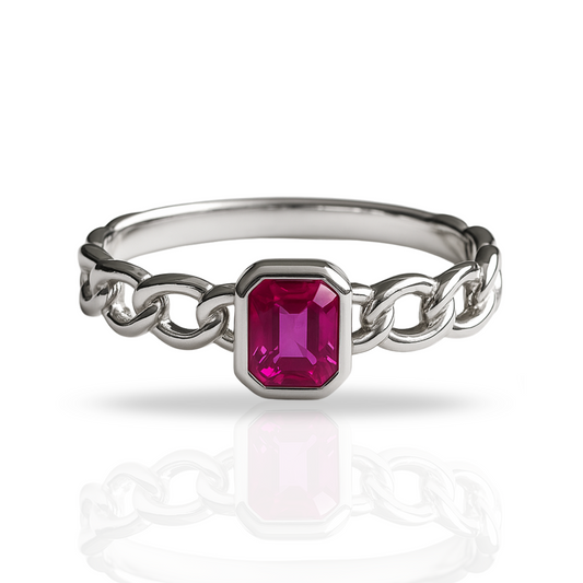 Inel semi cuban roșu