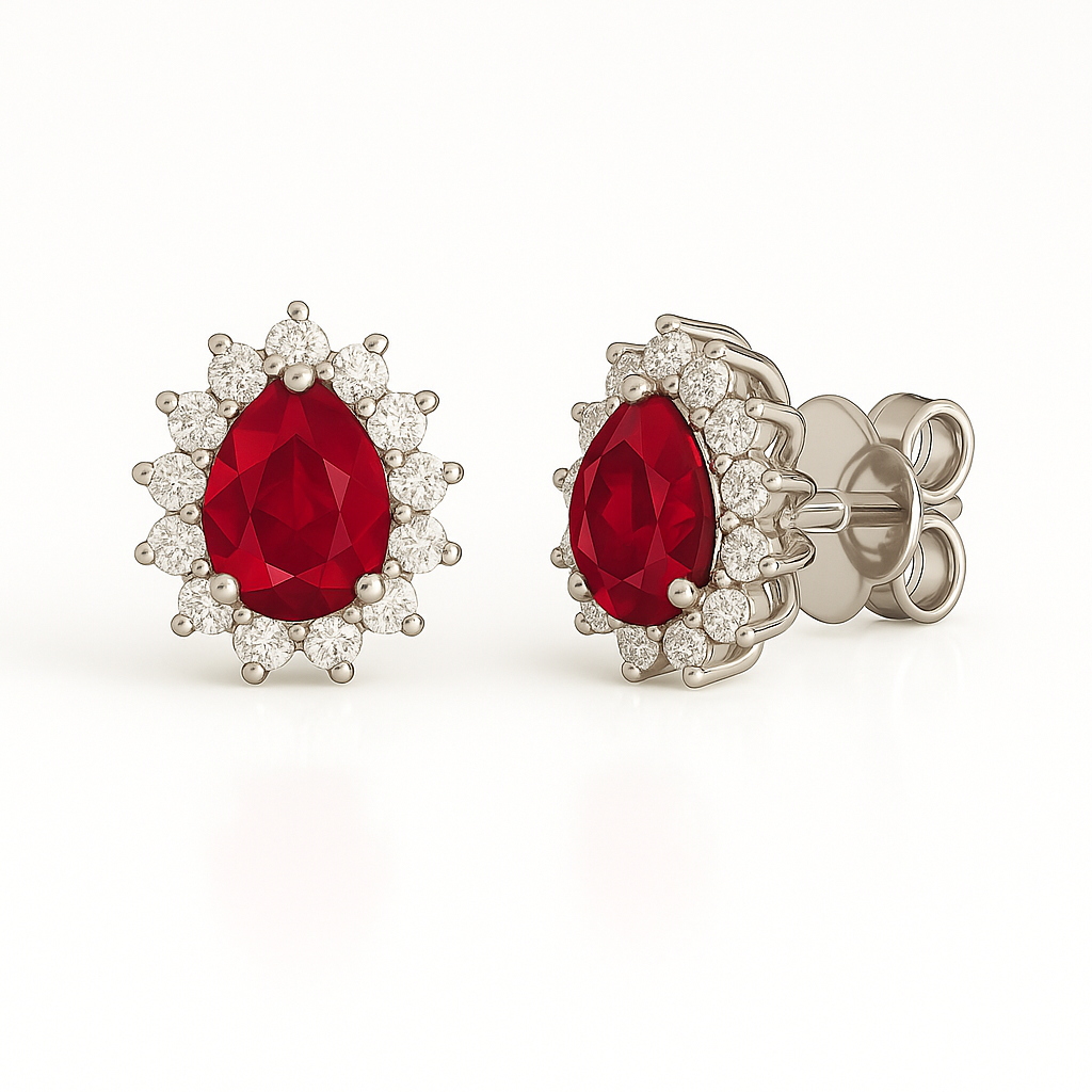 Cercei lacrima roșie