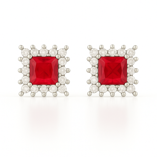 Cercei pătrat roșu