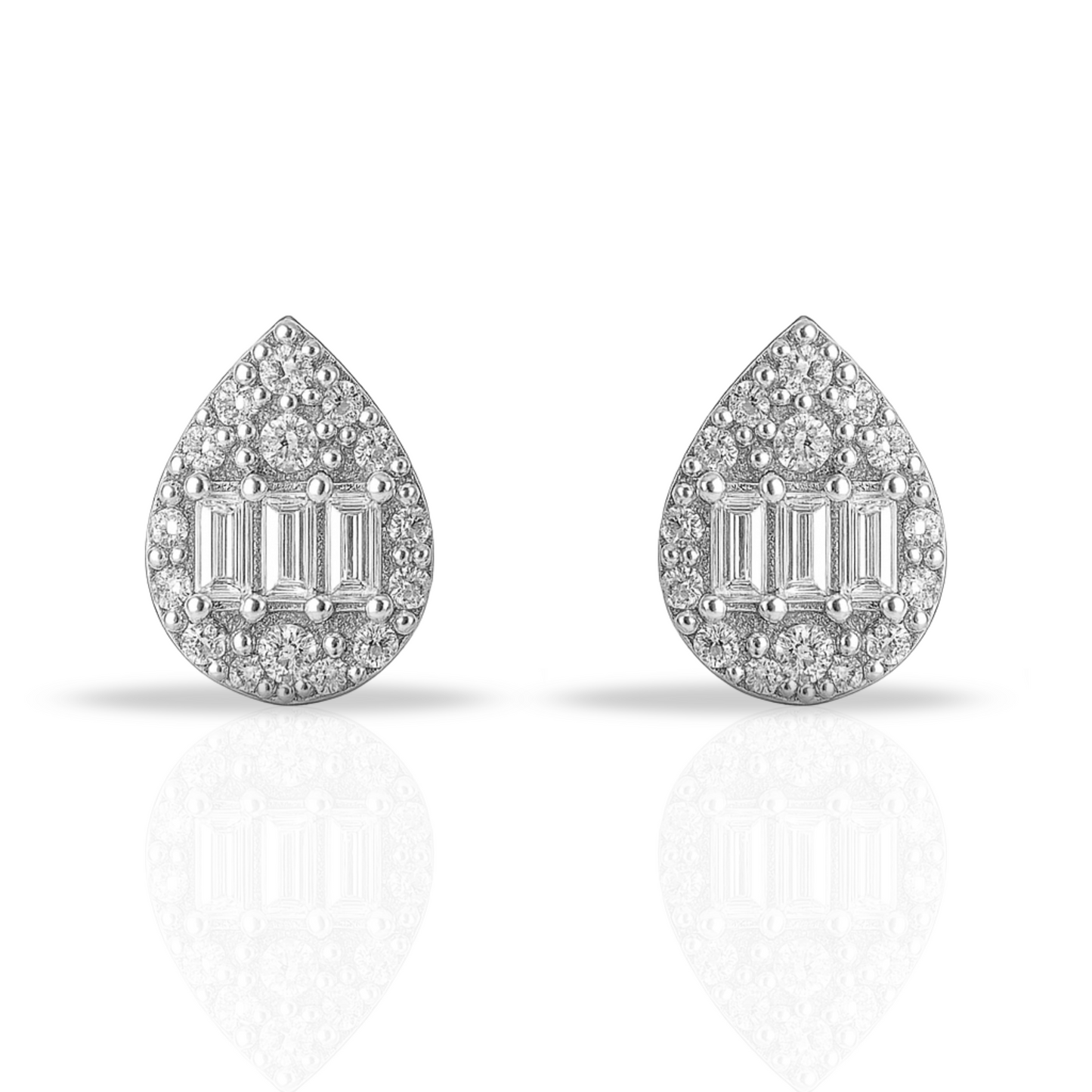 Cercei lacrima cu baghete pe mijloc