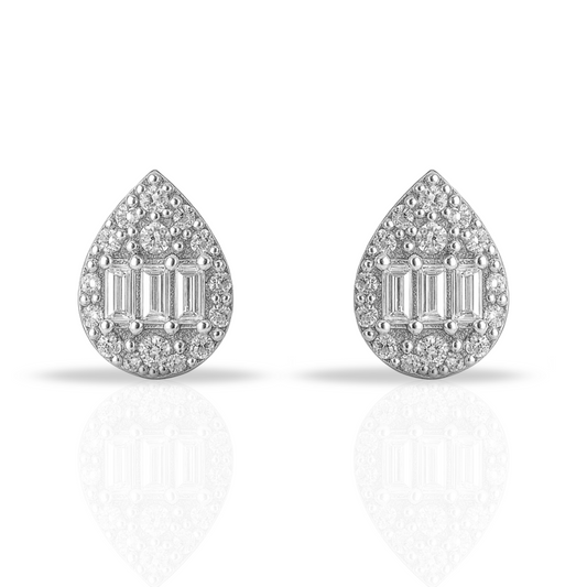 Cercei lacrima cu baghete pe mijloc