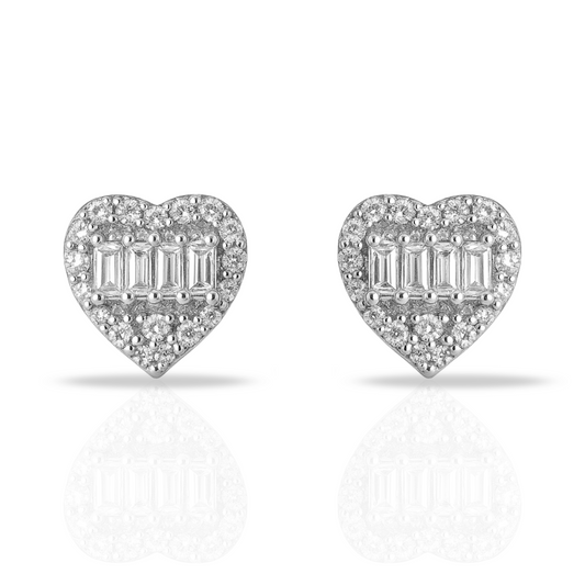 Cercei inima cu baghete pe mijloc